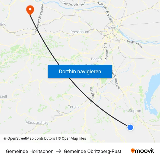 Gemeinde Horitschon to Gemeinde Obritzberg-Rust map