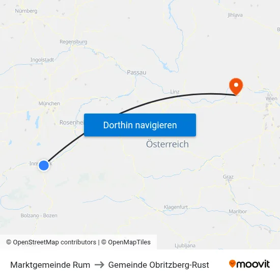 Marktgemeinde Rum to Gemeinde Obritzberg-Rust map
