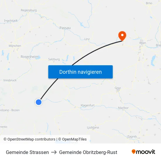 Gemeinde Strassen to Gemeinde Obritzberg-Rust map