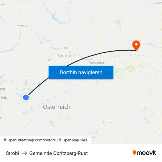 Strobl to Gemeinde Obritzberg-Rust map