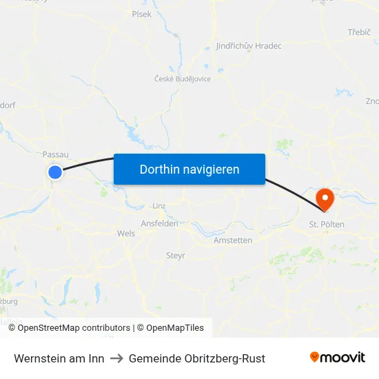 Wernstein am Inn to Gemeinde Obritzberg-Rust map