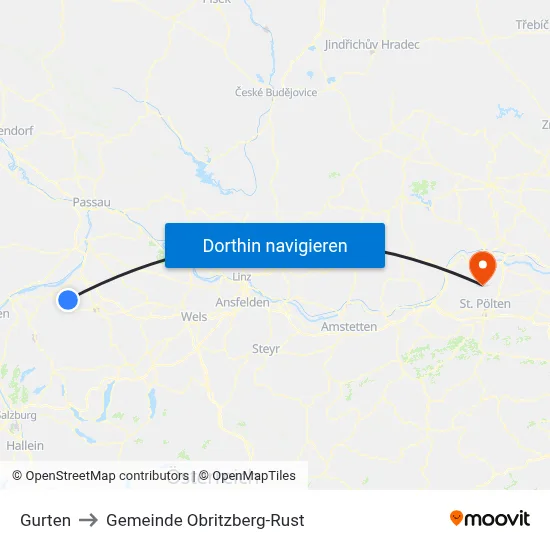 Gurten to Gemeinde Obritzberg-Rust map