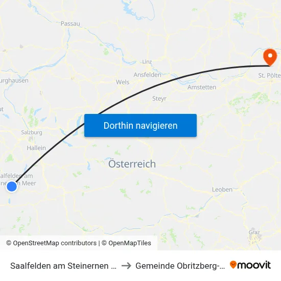 Saalfelden am Steinernen Meer to Gemeinde Obritzberg-Rust map