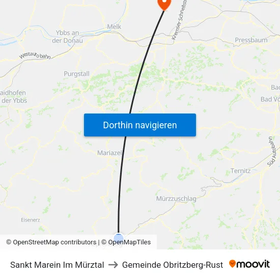 Sankt Marein Im Mürztal to Gemeinde Obritzberg-Rust map