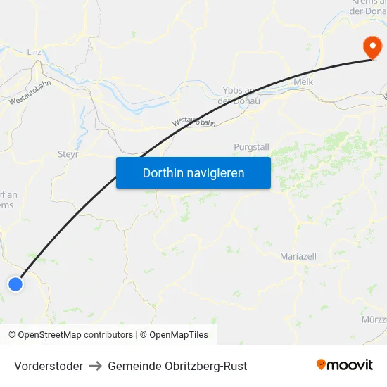 Vorderstoder to Gemeinde Obritzberg-Rust map