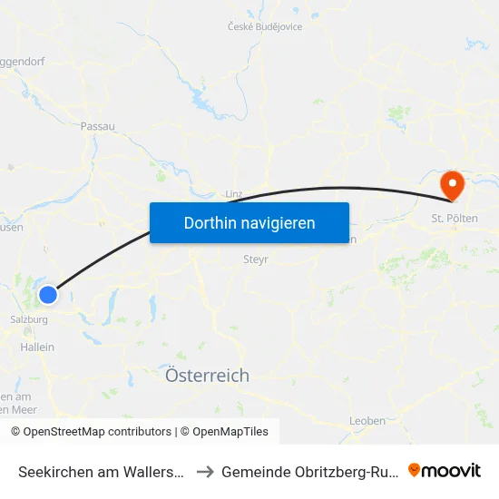 Seekirchen am Wallersee to Gemeinde Obritzberg-Rust map