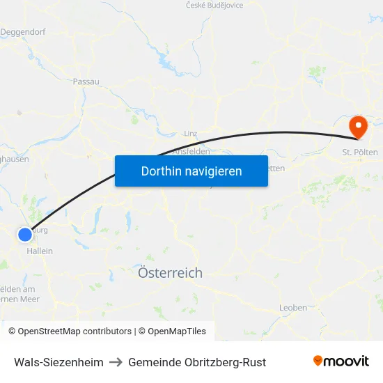 Wals-Siezenheim to Gemeinde Obritzberg-Rust map