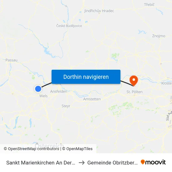 Sankt Marienkirchen An Der Polsenz to Gemeinde Obritzberg-Rust map