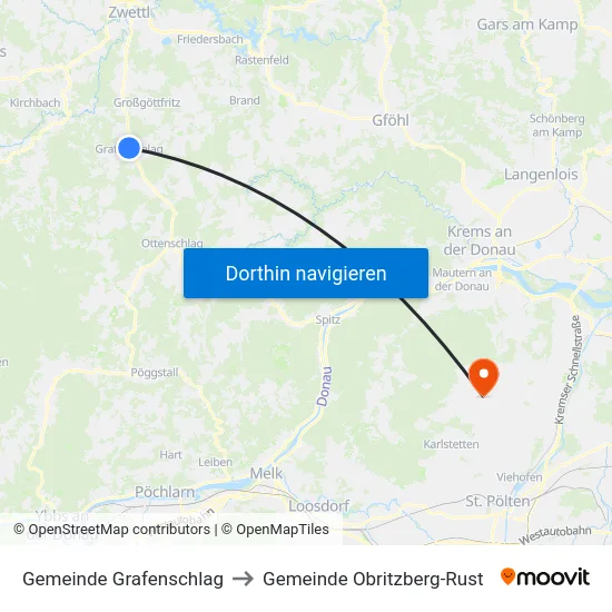 Gemeinde Grafenschlag to Gemeinde Obritzberg-Rust map