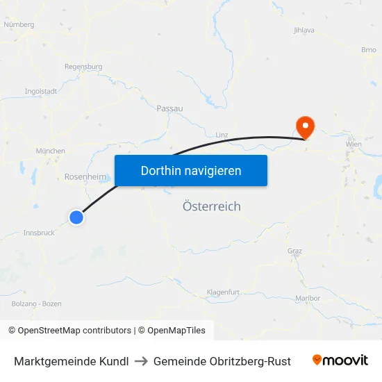 Marktgemeinde Kundl to Gemeinde Obritzberg-Rust map