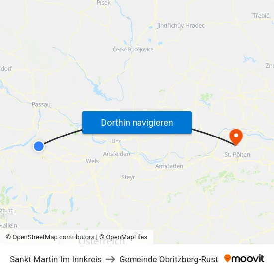 Sankt Martin Im Innkreis to Gemeinde Obritzberg-Rust map