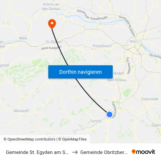 Gemeinde St. Egyden am Steinfeld to Gemeinde Obritzberg-Rust map