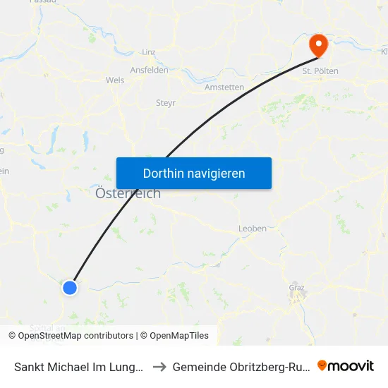 Sankt Michael Im Lungau to Gemeinde Obritzberg-Rust map