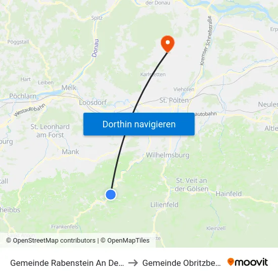Gemeinde Rabenstein An Der Pielach to Gemeinde Obritzberg-Rust map