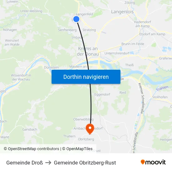 Gemeinde Droß to Gemeinde Obritzberg-Rust map