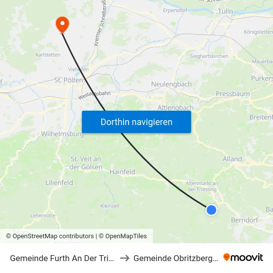 Gemeinde Furth An Der Triesting to Gemeinde Obritzberg-Rust map