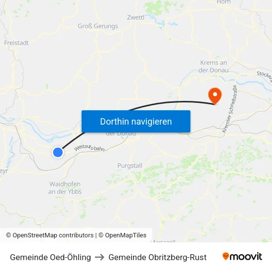 Gemeinde Oed-Öhling to Gemeinde Obritzberg-Rust map