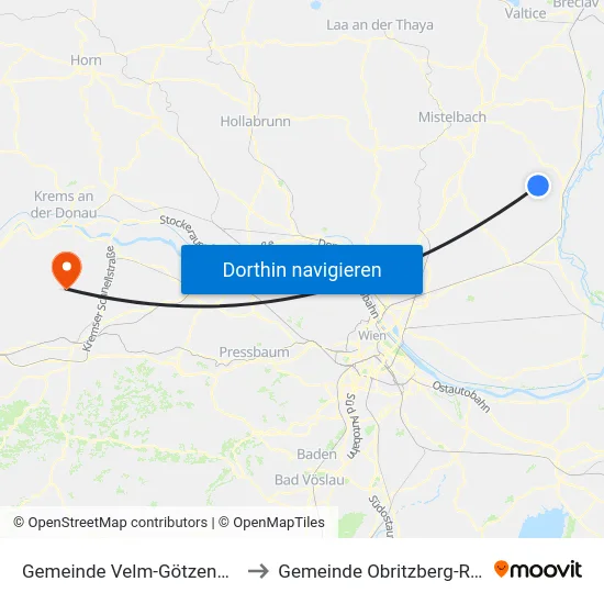 Gemeinde Velm-Götzendorf to Gemeinde Obritzberg-Rust map