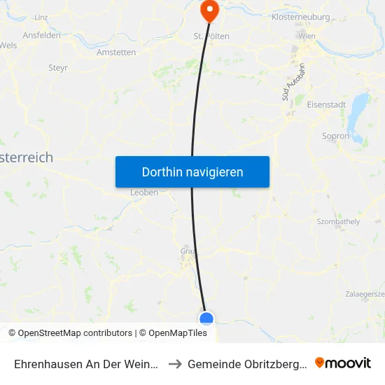 Ehrenhausen An Der Weinstraße to Gemeinde Obritzberg-Rust map