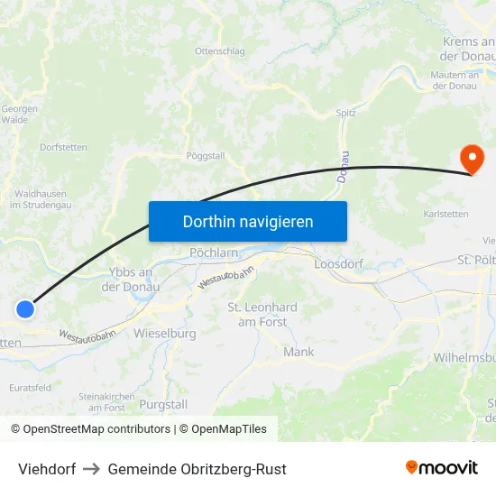 Viehdorf to Gemeinde Obritzberg-Rust map