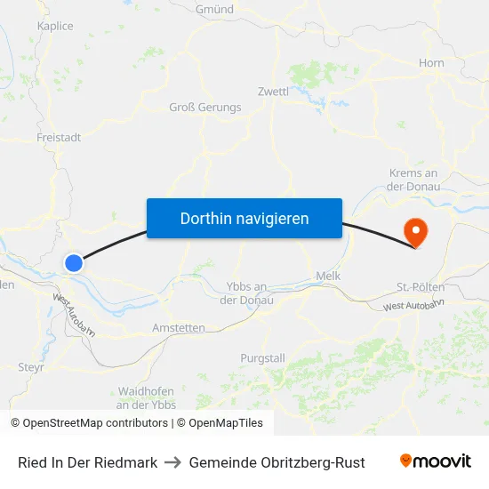 Ried In Der Riedmark to Gemeinde Obritzberg-Rust map