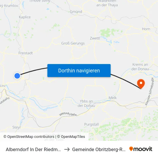 Alberndorf In Der Riedmark to Gemeinde Obritzberg-Rust map