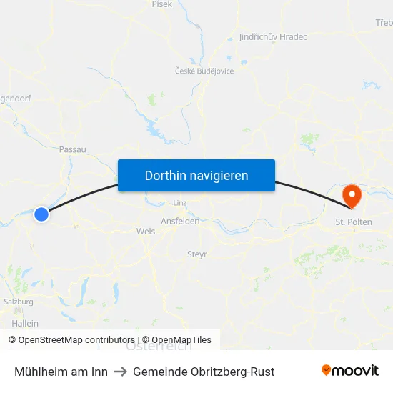 Mühlheim am Inn to Gemeinde Obritzberg-Rust map