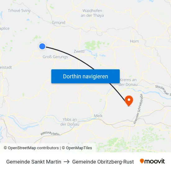 Gemeinde Sankt Martin to Gemeinde Obritzberg-Rust map