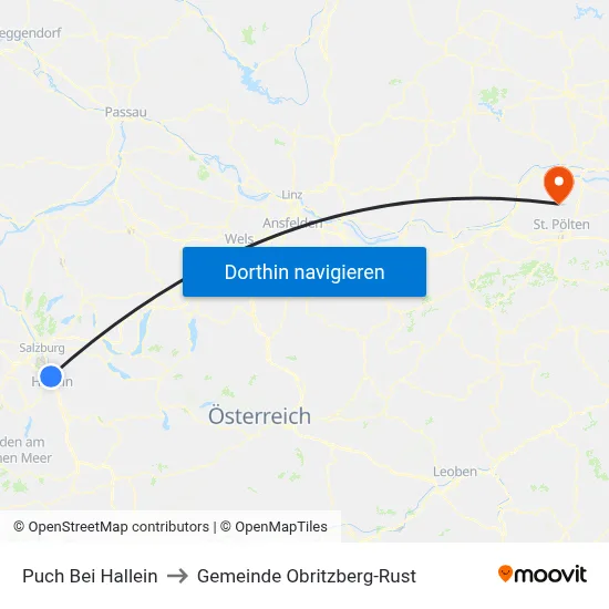 Puch Bei Hallein to Gemeinde Obritzberg-Rust map