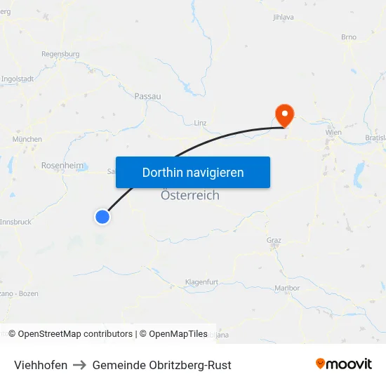 Viehhofen to Gemeinde Obritzberg-Rust map