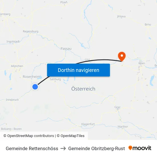 Gemeinde Rettenschöss to Gemeinde Obritzberg-Rust map