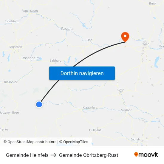 Gemeinde Heinfels to Gemeinde Obritzberg-Rust map