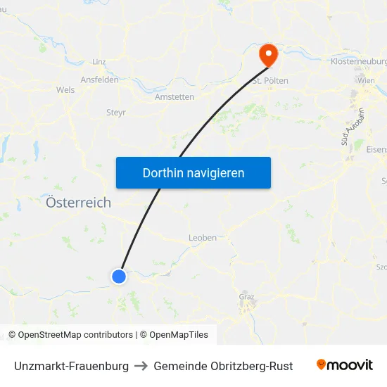 Unzmarkt-Frauenburg to Gemeinde Obritzberg-Rust map