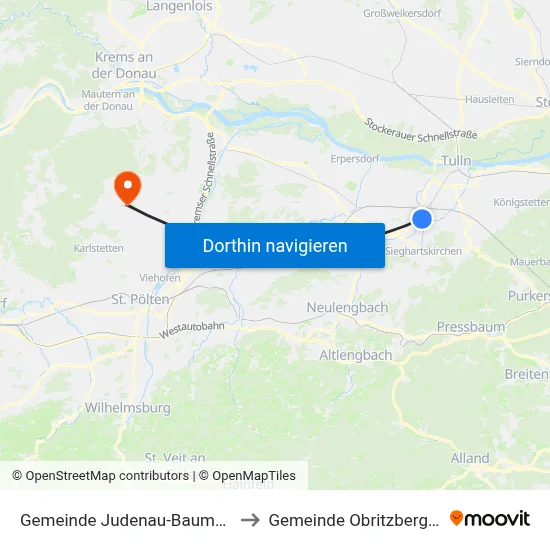 Gemeinde Judenau-Baumgarten to Gemeinde Obritzberg-Rust map