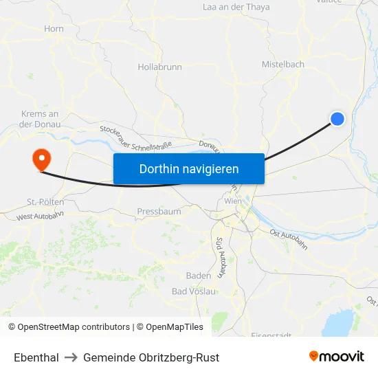 Ebenthal to Gemeinde Obritzberg-Rust map