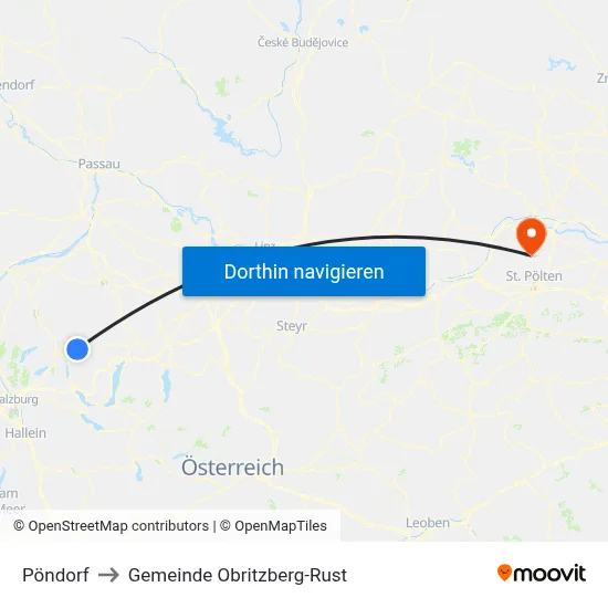 Pöndorf to Gemeinde Obritzberg-Rust map