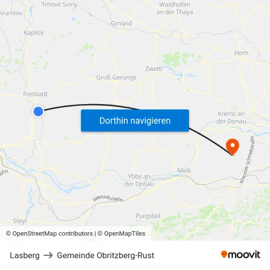Lasberg to Gemeinde Obritzberg-Rust map