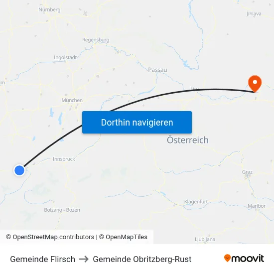 Gemeinde Flirsch to Gemeinde Obritzberg-Rust map