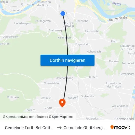 Gemeinde Furth Bei Göttweig to Gemeinde Obritzberg-Rust map