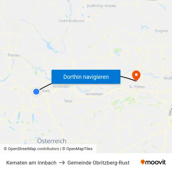 Kematen am Innbach to Gemeinde Obritzberg-Rust map