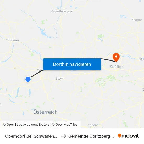 Oberndorf Bei Schwanenstadt to Gemeinde Obritzberg-Rust map