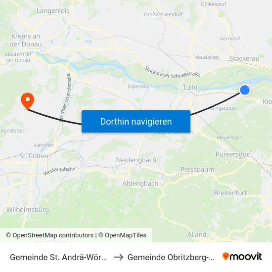 Gemeinde St. Andrä-Wördern to Gemeinde Obritzberg-Rust map