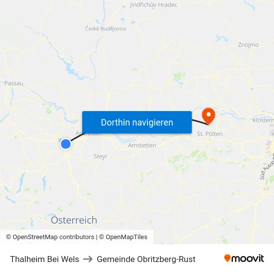 Thalheim Bei Wels to Gemeinde Obritzberg-Rust map
