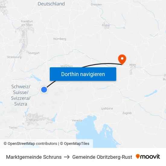Marktgemeinde Schruns to Gemeinde Obritzberg-Rust map