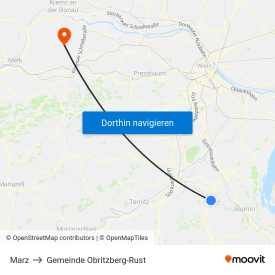 Marz to Gemeinde Obritzberg-Rust map