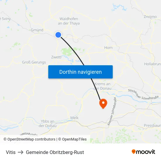 Vitis to Gemeinde Obritzberg-Rust map