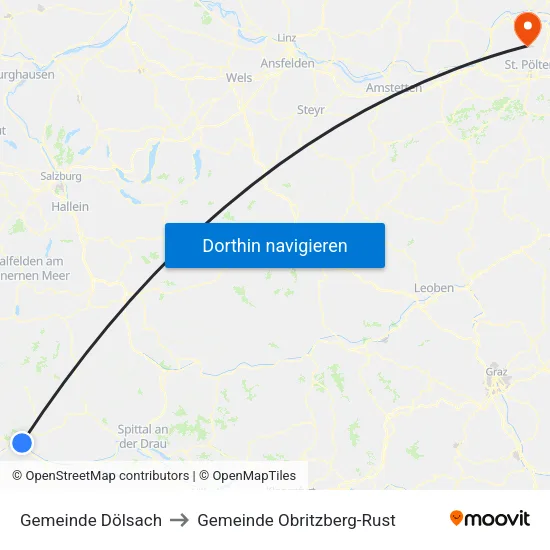 Gemeinde Dölsach to Gemeinde Obritzberg-Rust map