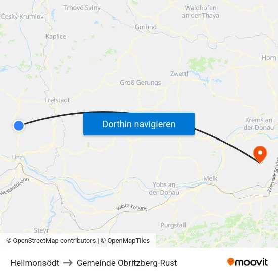 Hellmonsödt to Gemeinde Obritzberg-Rust map