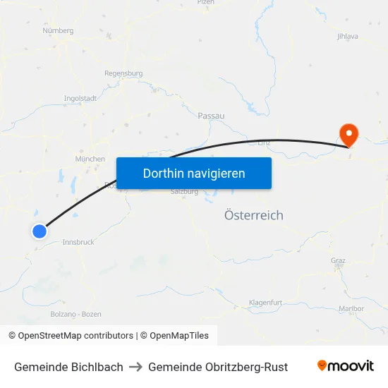 Gemeinde Bichlbach to Gemeinde Obritzberg-Rust map