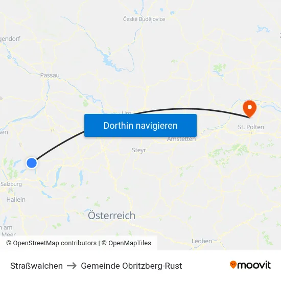 Straßwalchen to Gemeinde Obritzberg-Rust map